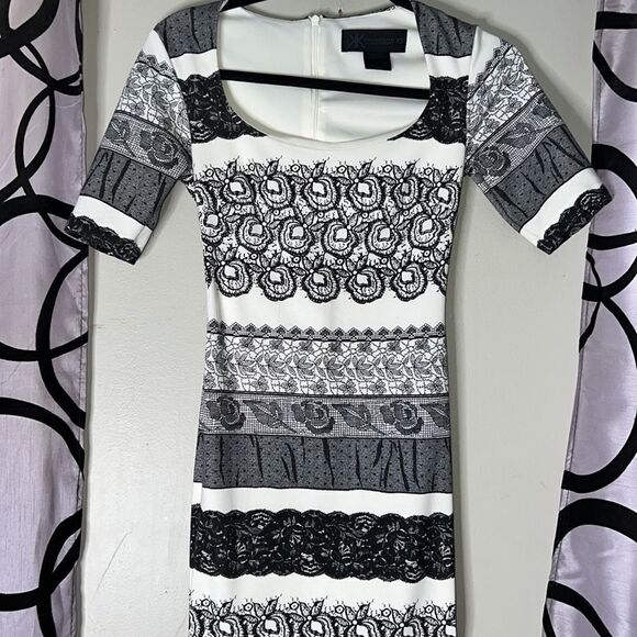 Kardashian Kollection Dress XS white and black zip up - Picture 2 of 12
